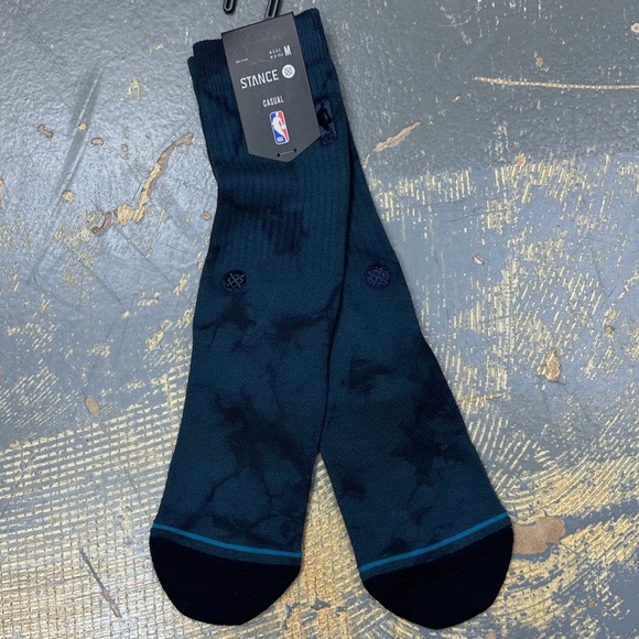 Stance NBA Logoman Crew Socks Medium Dark Teal Basketball Combed Cotton - Picture 1 of 5